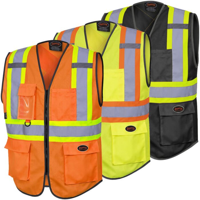 Pioneer Hi-Vis Poly Tricot Safety Vest - Zipper Closure