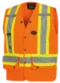 Hi-Vis 150D Poly Twill Surveyor's Safety Vest - Snap Closure - Hi-Vis Orange - L